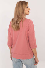 Universal bluse i bomull – 3/4 ermer til dame fra MS StyleHaven, størrelse s, med short, bukselengde long, kjolelengde mini, kjolestil wrap; a-line