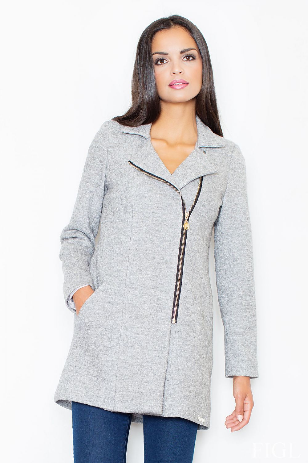 kort kåpe - Figl til dame fra MS StyleHaven, laget av polyester; Ull, farge Grå, størrelse s, med long ermer, perfekt til casual; dress