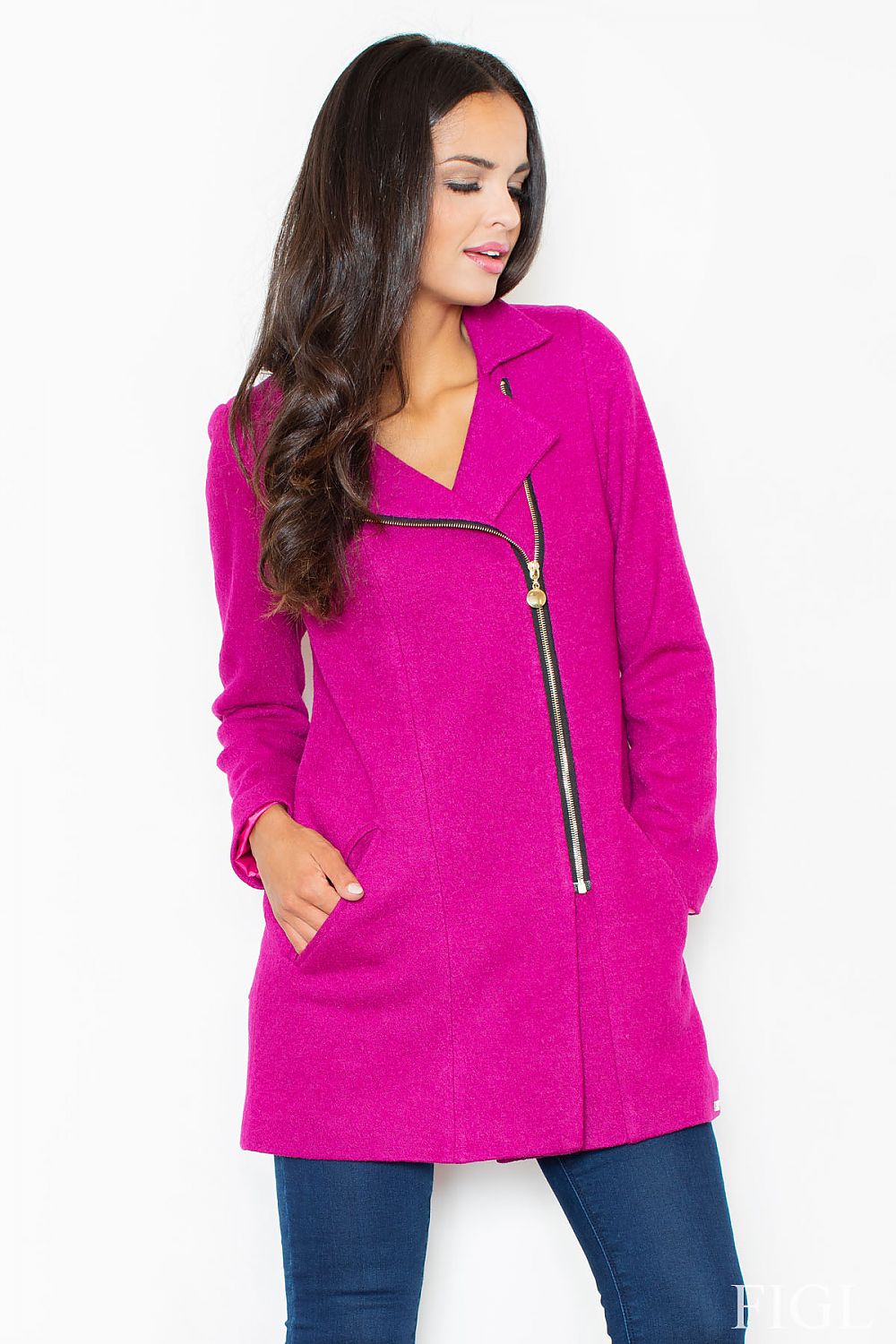 kort kåpe - Figl til dame fra MS StyleHaven, laget av polyester; Ull, farge Grå, størrelse M, med long ermer, perfekt til casual; dress