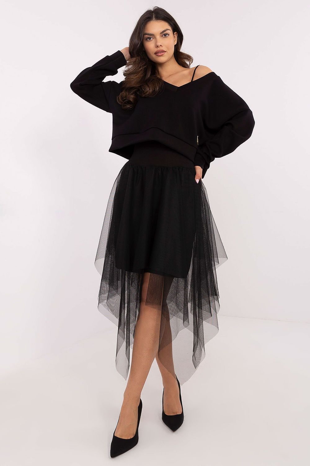 Elegant todelt sett av Italy Moda til dame fra MS StyleHaven, størrelse black, med long, bukselengde long, kjolelengde maxi, kjolestil gown; sheath