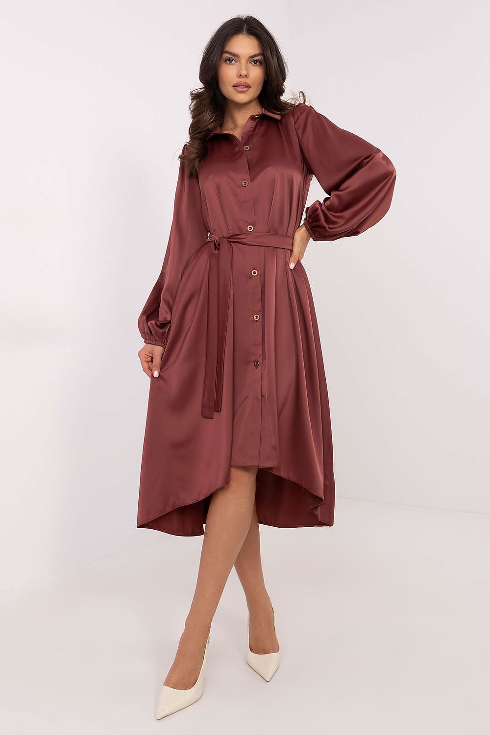 Wild Charm – Lakerta Skjortekjole til dame fra MS StyleHaven, laget av Viskose; polyester, farge Rød 2, størrelse L/XL, med long ermer, perfekt til casual; dress