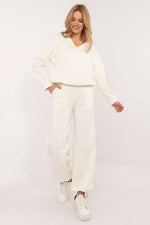 Lakerta Sweatshirt Sett til dame til dame fra MS StyleHaven, laget av Bomull; polyester; Elastan-1, farge beige, størrelse S/M, med long ermer, perfekt til casual; dress