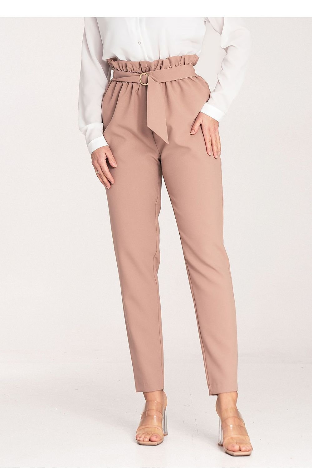 Golden Grace Pants - Figl til dame fra MS StyleHaven, laget av polyester, farge beige, størrelse S, med sleeveless; strapless ermer, perfekt til casual; dress