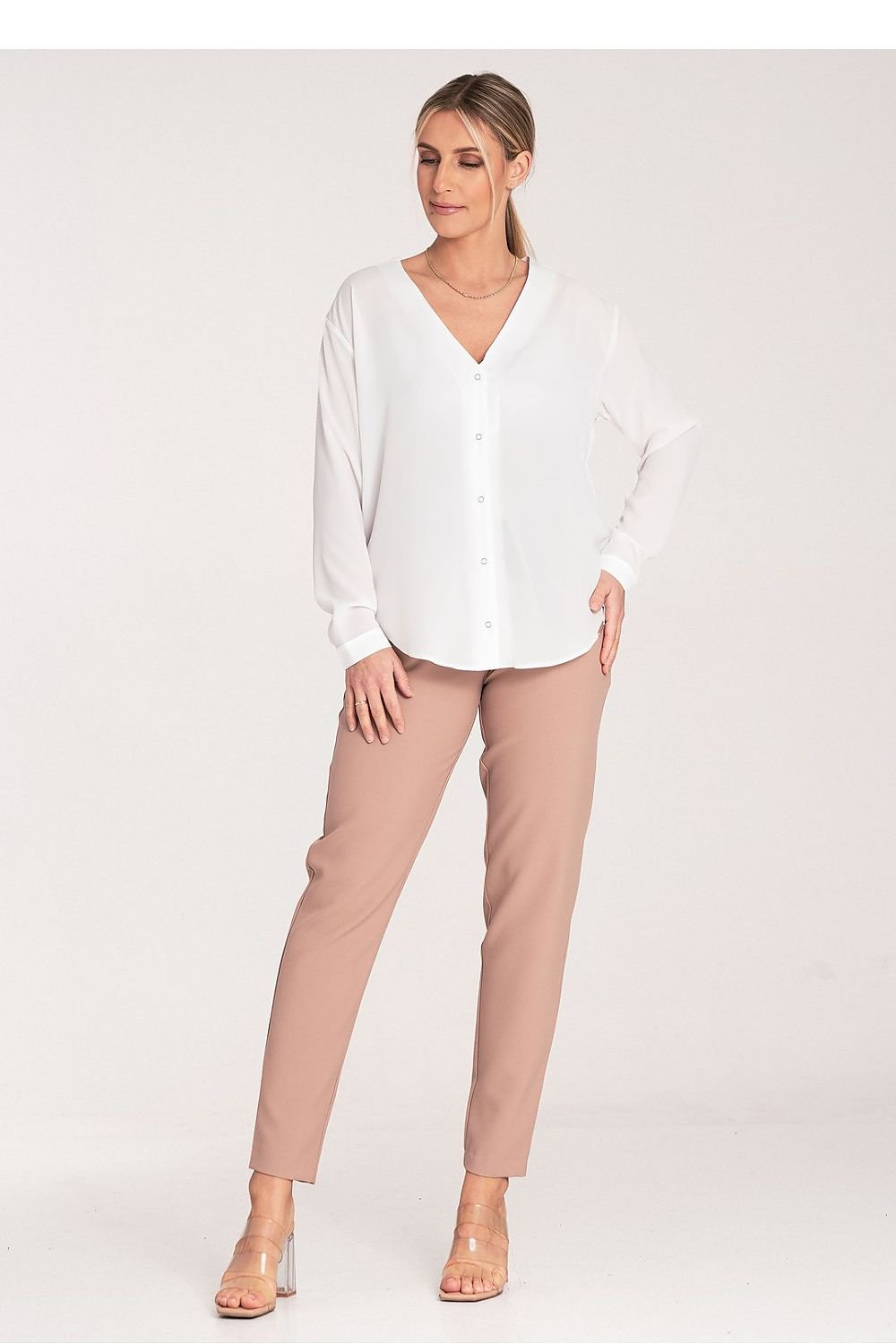 Golden Grace Pants - Figl til dame fra MS StyleHaven, laget av polyester, farge beige, størrelse XL, med sleeveless; strapless ermer, perfekt til casual; dress
