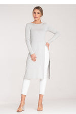 Side Elegance Tunika - Figl til dame fra MS StyleHaven, laget av Elastan; polyester, farge Grå, størrelse M, med long ermer, perfekt til casual; dress