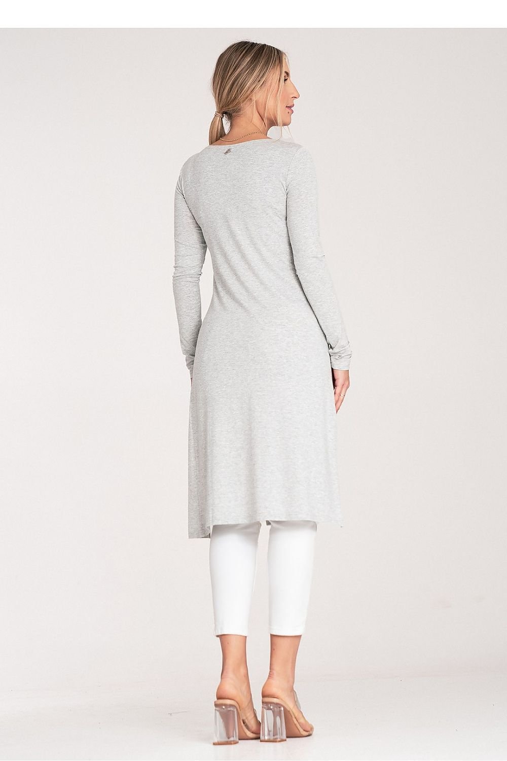 Side Elegance Tunika - Figl til dame fra MS StyleHaven, laget av Elastan; polyester, farge Grå, størrelse L, med long ermer, perfekt til casual; dress
