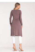 Side Elegance Tunika - Figl til dame fra MS StyleHaven, laget av Elastan; polyester, farge Brun, størrelse L, med long ermer, perfekt til casual; dress