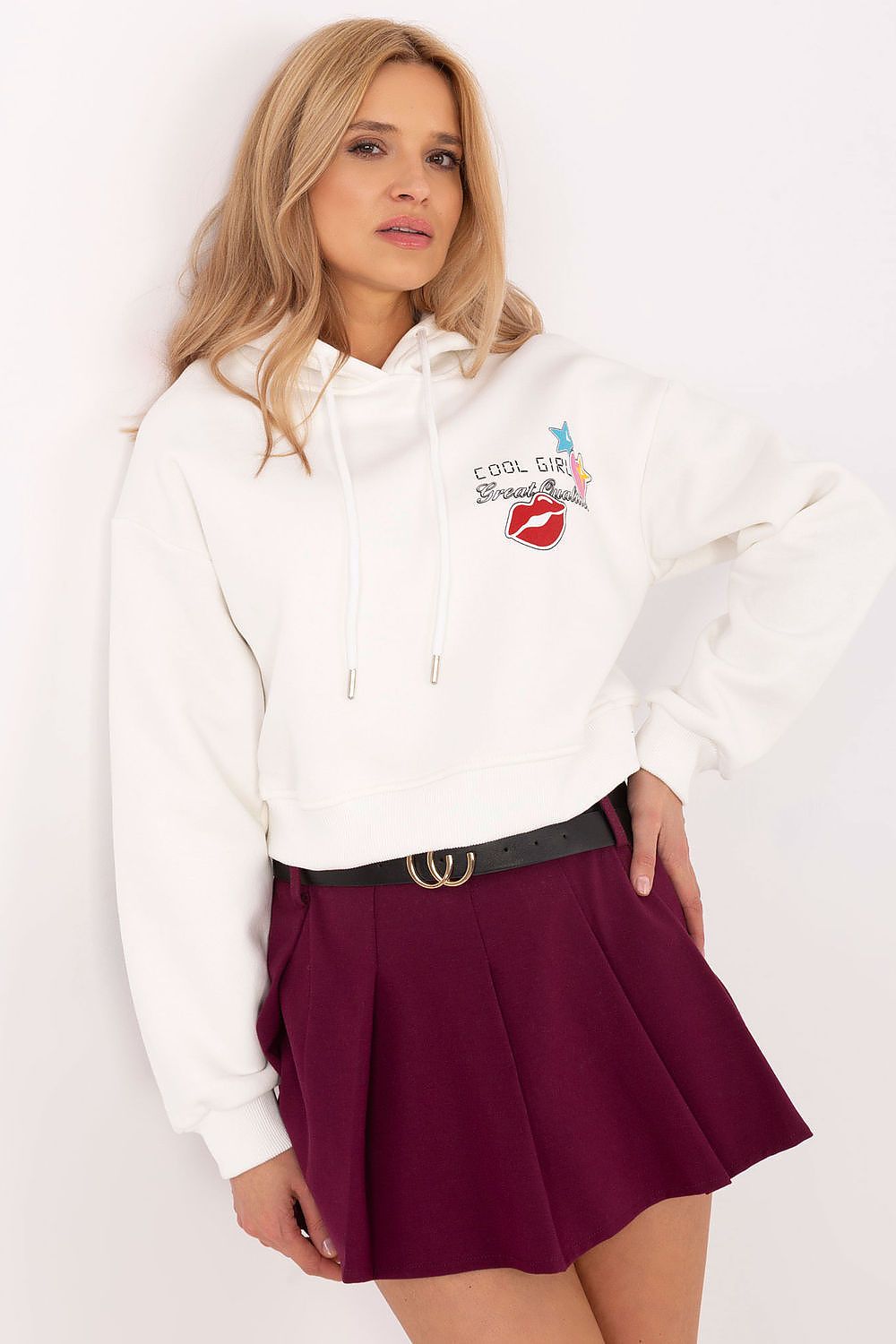 Kort Hettegenser med Print - FP til dame fra MS StyleHaven, størrelse s, med long, kjolelengde knee, kjolestil sweater