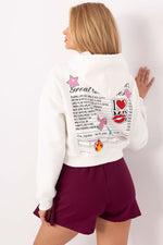 Kort Hettegenser med Print - FP til dame fra MS StyleHaven, størrelse L, med long, kjolelengde knee, kjolestil sweater