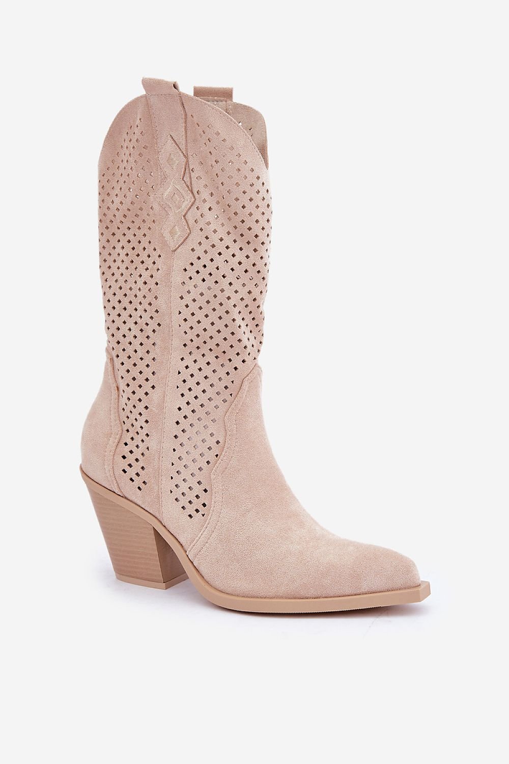 Stilige cowboystøvler for kvinner til dame fra MS StyleHaven, laget av Viskose; polyester; Polyamid, farge beige, størrelse 37, med long ermer, perfekt til casual; dress