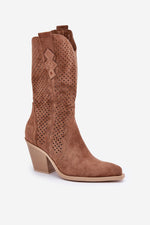 Stilige cowboystøvler for kvinner til dame fra MS StyleHaven, laget av Viskose; polyester; Polyamid, farge beige, størrelse 40, med long ermer, perfekt til casual; dress