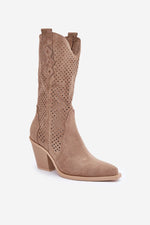 Stilige cowboystøvler for kvinner til dame fra MS StyleHaven, laget av Viskose; polyester; Polyamid, farge Brun, størrelse 37, med long ermer, perfekt til casual; dress