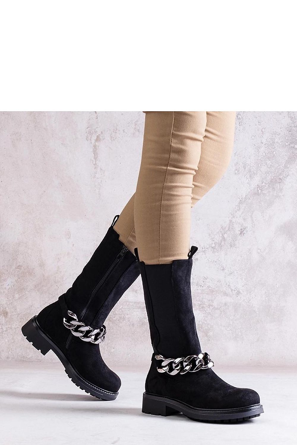 Svarte ankelstøvletter for dame med kjede til dame fra MS StyleHaven, laget av Viskose; polyester; Polyamid, farge Svart, størrelse 39, med long ermer, perfekt til casual; dress