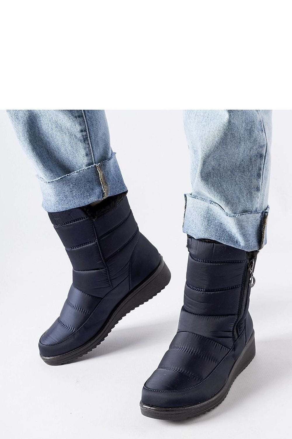 Marineblå snøstøvler med lavt festet kile til dame fra MS StyleHaven, laget av Viskose; polyester; Polyamid, farge Blå, størrelse 38, med long ermer, perfekt til casual; dress