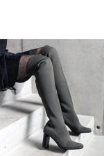 Flamme dame Green Slip-On Stiletto Boots til dame fra MS StyleHaven, laget av Viskose; polyester; Polyamid, farge 37, størrelse 41, med long ermer, perfekt til casual; dress