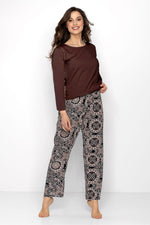 Pyjamas Momenti Per Me til dame fra MS StyleHaven, laget av Bomull; Elastan-1, farge Brun, størrelse s, med sleeveless ermer, perfekt til casual; dress