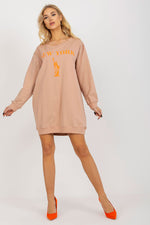 Casual oversized sweatshirt til Dame - FP til dame fra MS StyleHaven, størrelse one-size-fits-all, med short, kjolelengde mini, kjolestil sweater