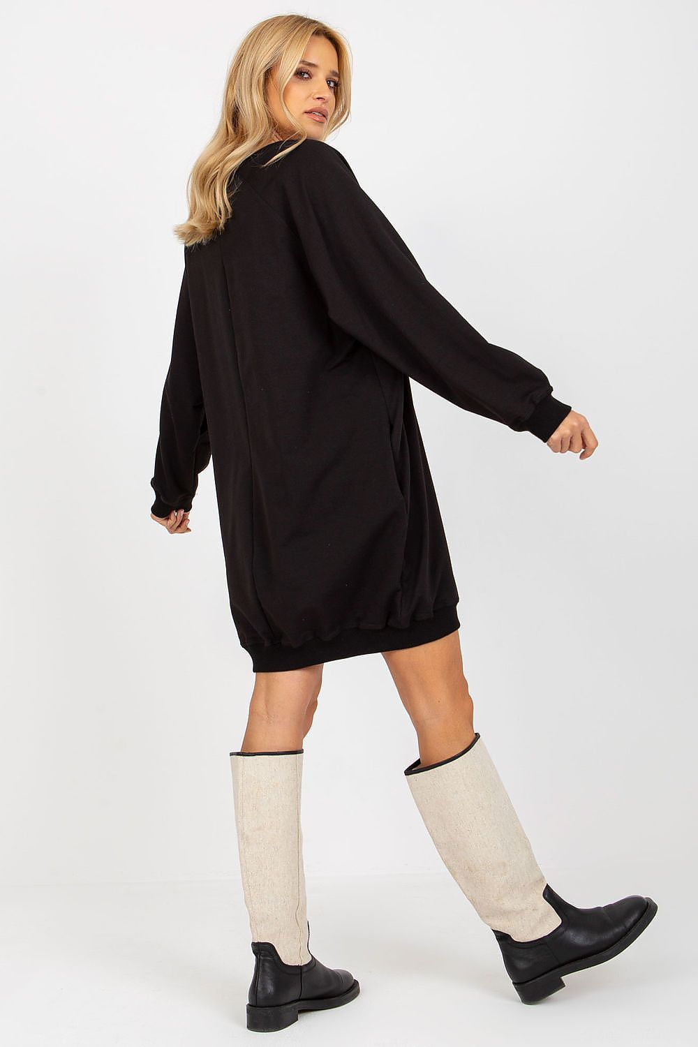 Lang Genser med Jet Stones og Print FP til dame fra MS StyleHaven, størrelse one-size-fits-all, med long, kjolelengde knee, kjolestil sweater