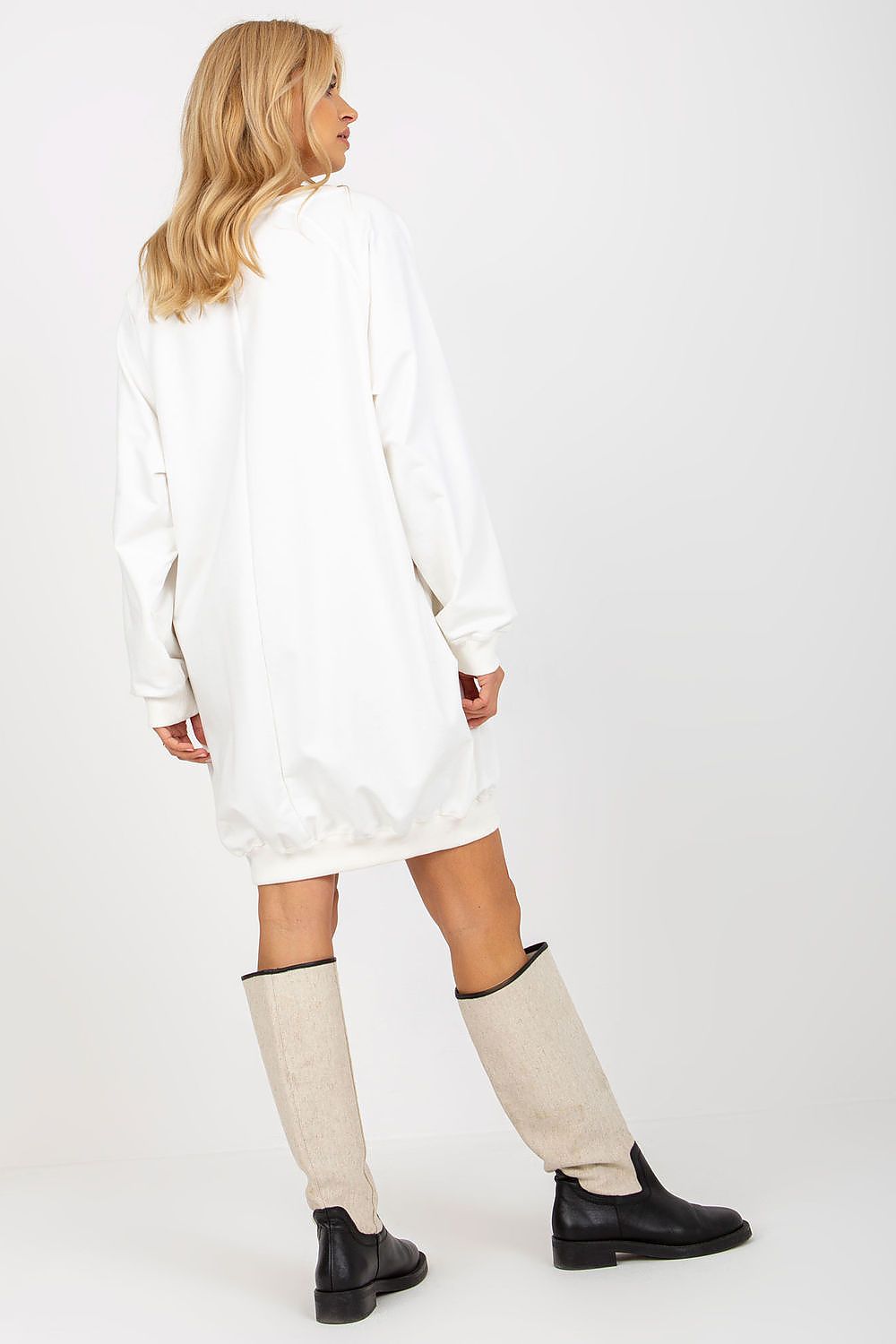 Lang Genser med Jet Stones og Print FP til dame fra MS StyleHaven, størrelse one-size-fits-all, med long, kjolelengde knee, kjolestil sweater