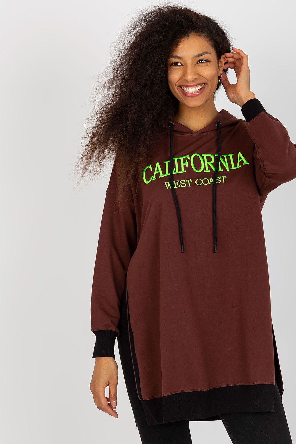 California Lang dame Sweatshirt - FP til dame fra MS StyleHaven, størrelse one-size-fits-all, med long, kjolelengde knee, kjolestil sweater