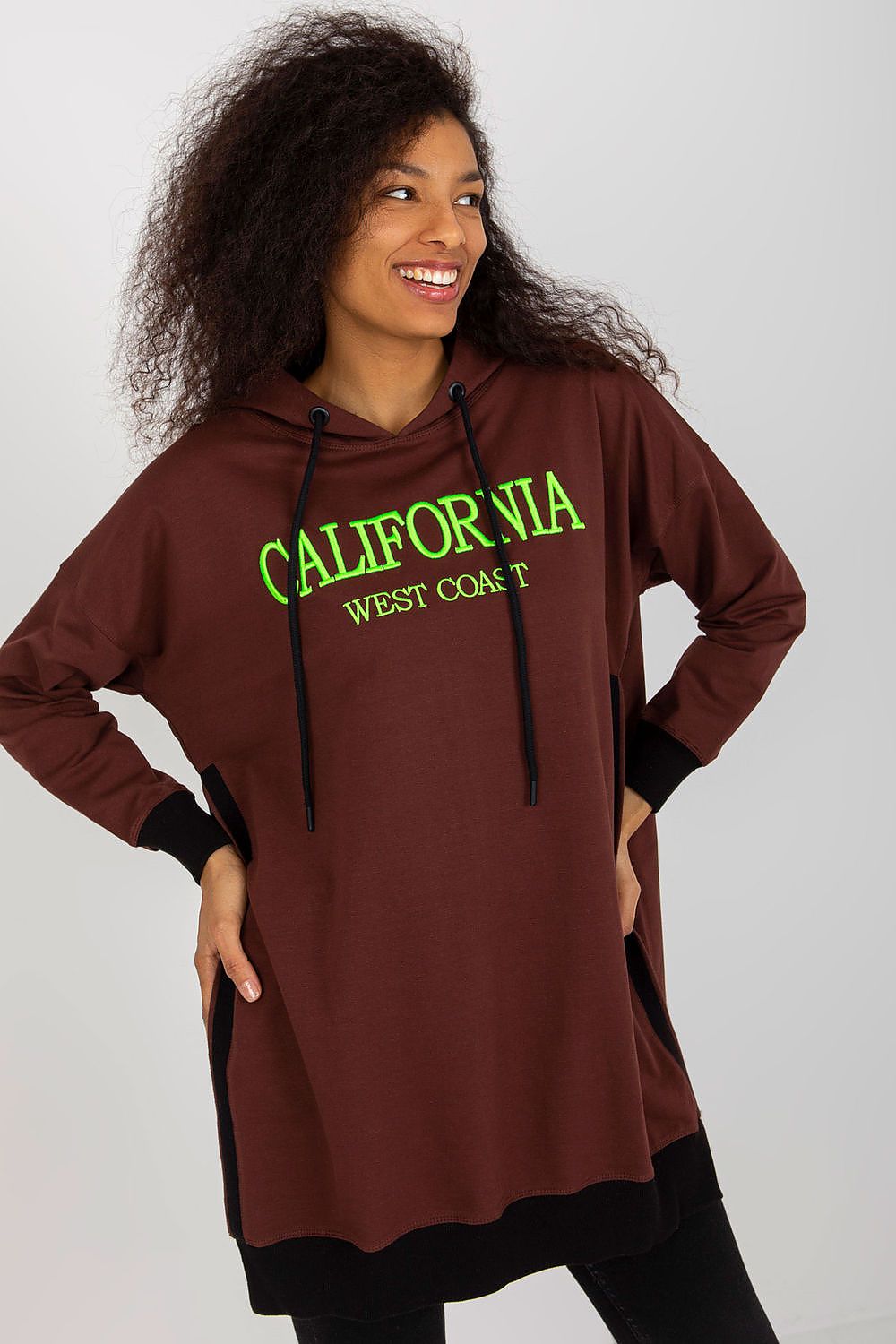 California Lang dame Sweatshirt - FP til dame fra MS StyleHaven, størrelse one-size-fits-all, med long, kjolelengde knee, kjolestil sweater