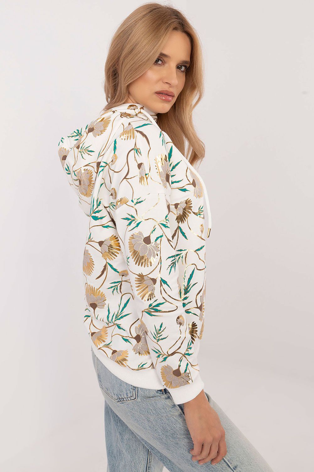 Stilig Hettegenser med Print - FP til dame fra MS StyleHaven, størrelse M, med long, kjolelengde midi, kjolestil sweater