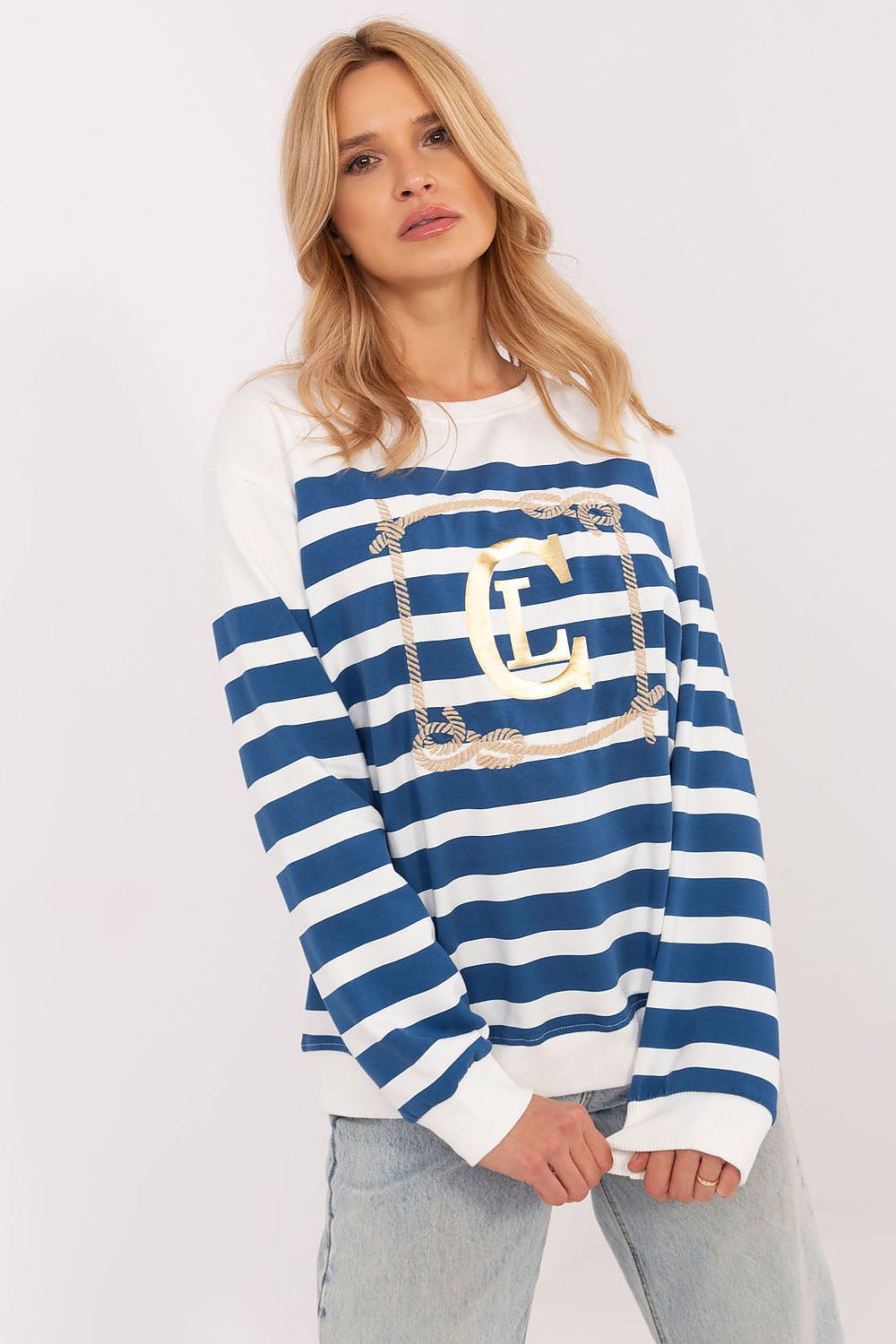 Casual Genser med Print og Striper - FP til dame fra MS StyleHaven, størrelse s, med long, kjolelengde midi, kjolestil sweater