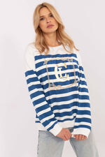 Casual Genser med Print og Striper - FP til dame fra MS StyleHaven, størrelse s, med long, kjolelengde midi, kjolestil sweater