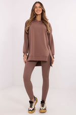 Sett med Lang Sweatshirt og Leggings - FP til dame fra MS StyleHaven, størrelse one-size-fits-all, med long, kjolelengde midi, kjolestil sweater