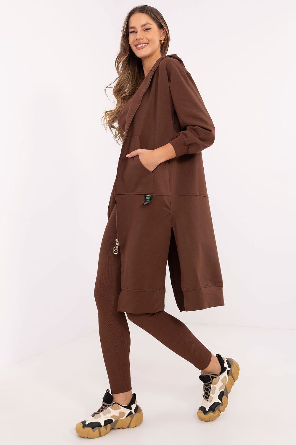 Tredelt Sett med Hettejakke, Topp og Leggings - FP til dame fra MS StyleHaven, størrelse one-size-fits-all, med long, kjolelengde midi, kjolestil sweater