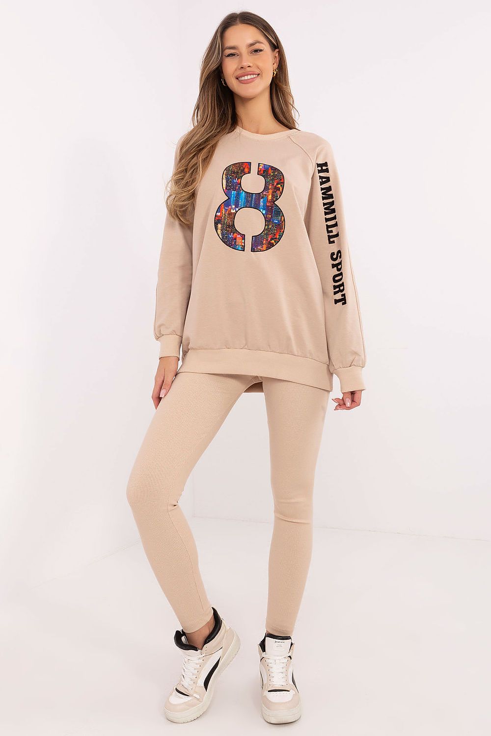 Sett med Sweatshirt og Leggings - FP til dame fra MS StyleHaven, størrelse one-size-fits-all, med long, kjolelengde midi, kjolestil sweater