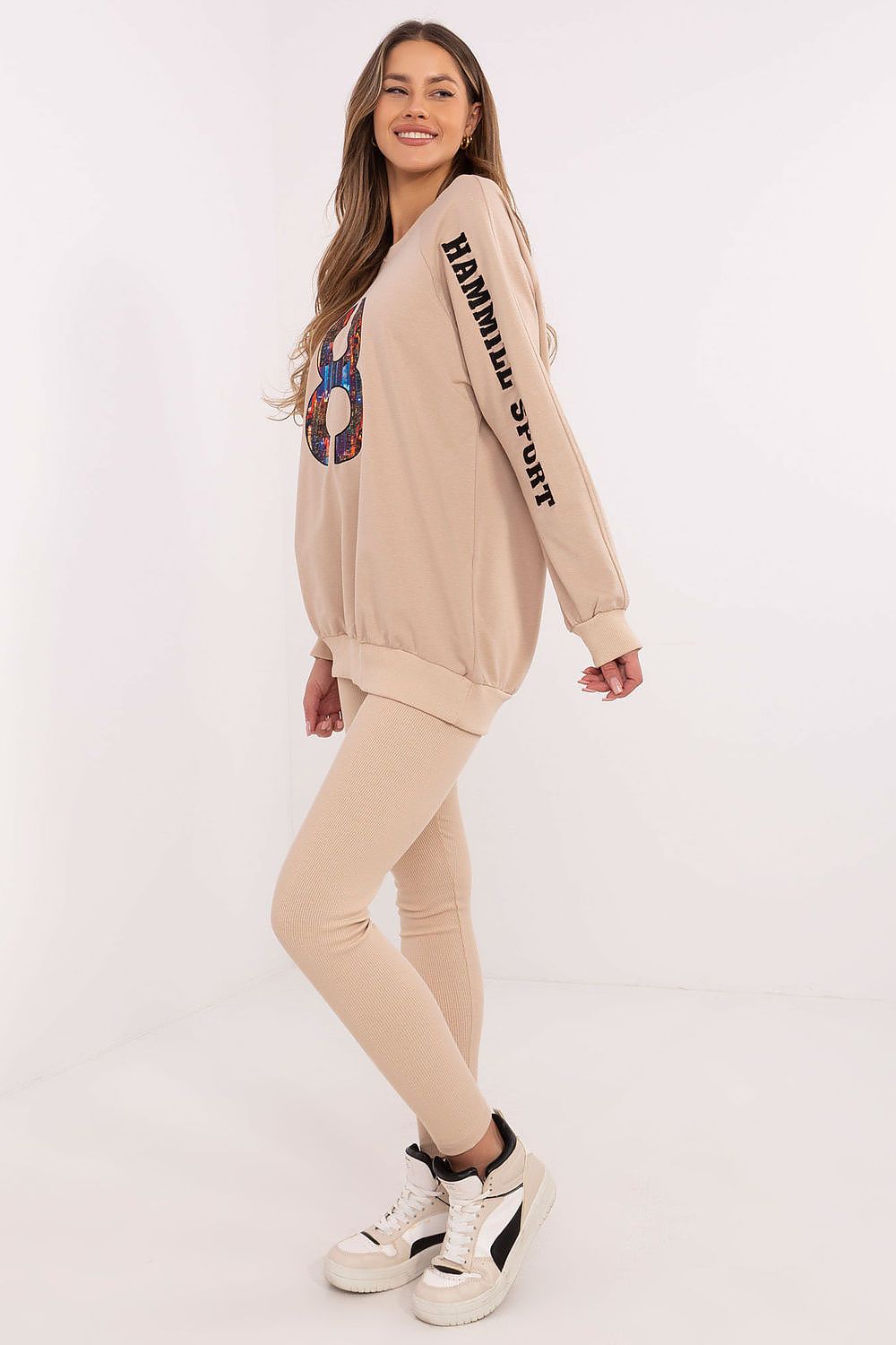 Sett med Sweatshirt og Leggings - FP til dame fra MS StyleHaven, størrelse one-size-fits-all, med long, kjolelengde midi, kjolestil sweater