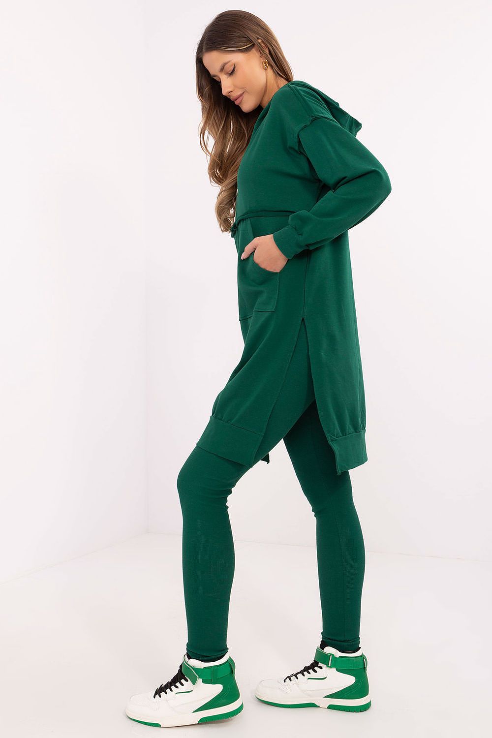 Sett med Lang Sweatshirt og Leggings - FP til dame fra MS StyleHaven, størrelse one-size-fits-all, med long, kjolelengde midi, kjolestil sweater