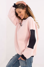 Damegenser med broderi - Sweatshirt FP til dame fra MS StyleHaven, størrelse one-size-fits-all, med long, bukselengde long, kjolelengde mini, kjolestil wrap; a-line