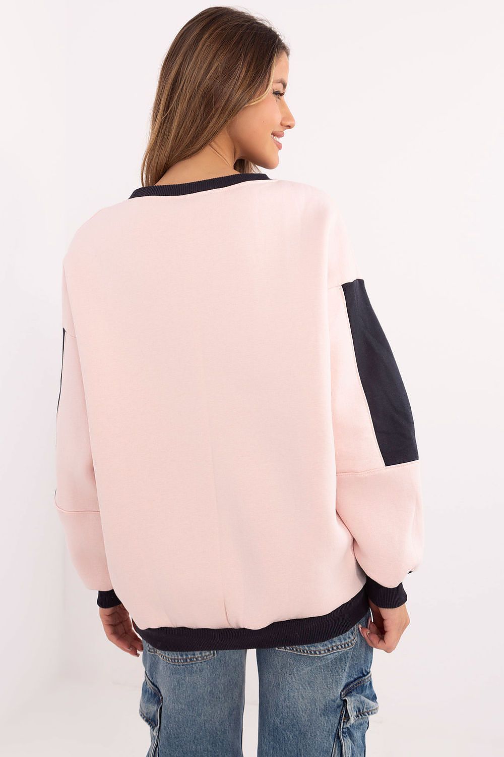 Damegenser med broderi - Sweatshirt FP til dame fra MS StyleHaven, størrelse one-size-fits-all, med long, bukselengde long, kjolelengde mini, kjolestil wrap; a-line