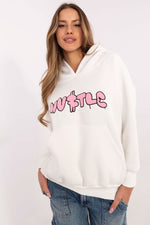 Hettegenser dame - Sweatshirt FP til dame fra MS StyleHaven, størrelse one-size-fits-all, med long, bukselengde long, kjolelengde mini, kjolestil wrap; a-line