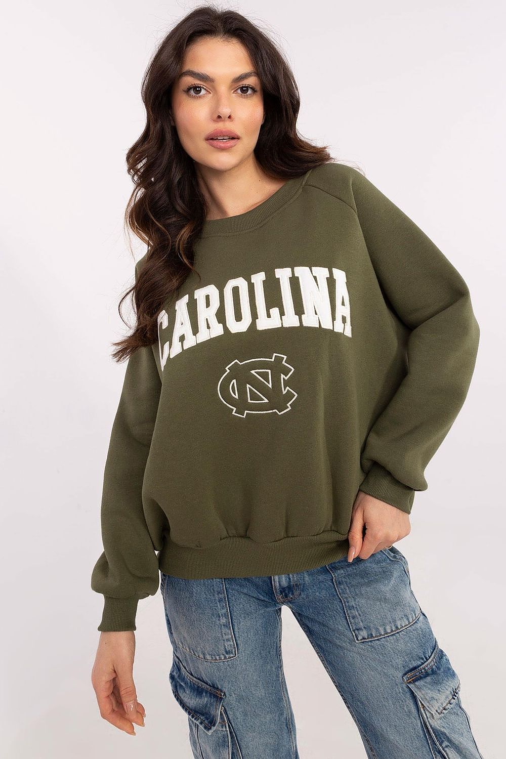 Damegenser med print - Sweatshirt FP til dame fra MS StyleHaven, størrelse one-size-fits-all, med long, bukselengde long, kjolelengde mini, kjolestil wrap; a-line