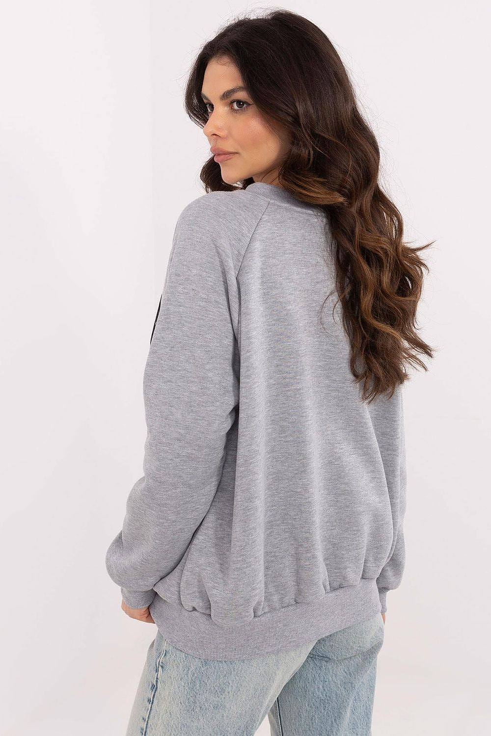 Damegenser med print - Sweatshirt FP til dame fra MS StyleHaven, størrelse one-size-fits-all, med long, bukselengde long, kjolelengde mini, kjolestil wrap; a-line
