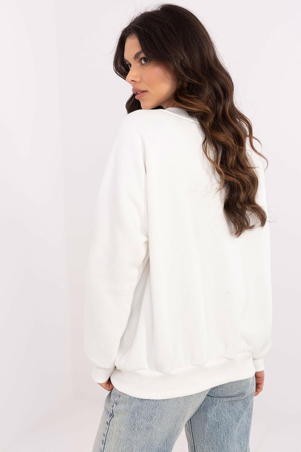 Damegenser med print - Sweatshirt FP til dame fra MS StyleHaven, størrelse one-size-fits-all, med long, bukselengde long, kjolelengde mini, kjolestil wrap; a-line