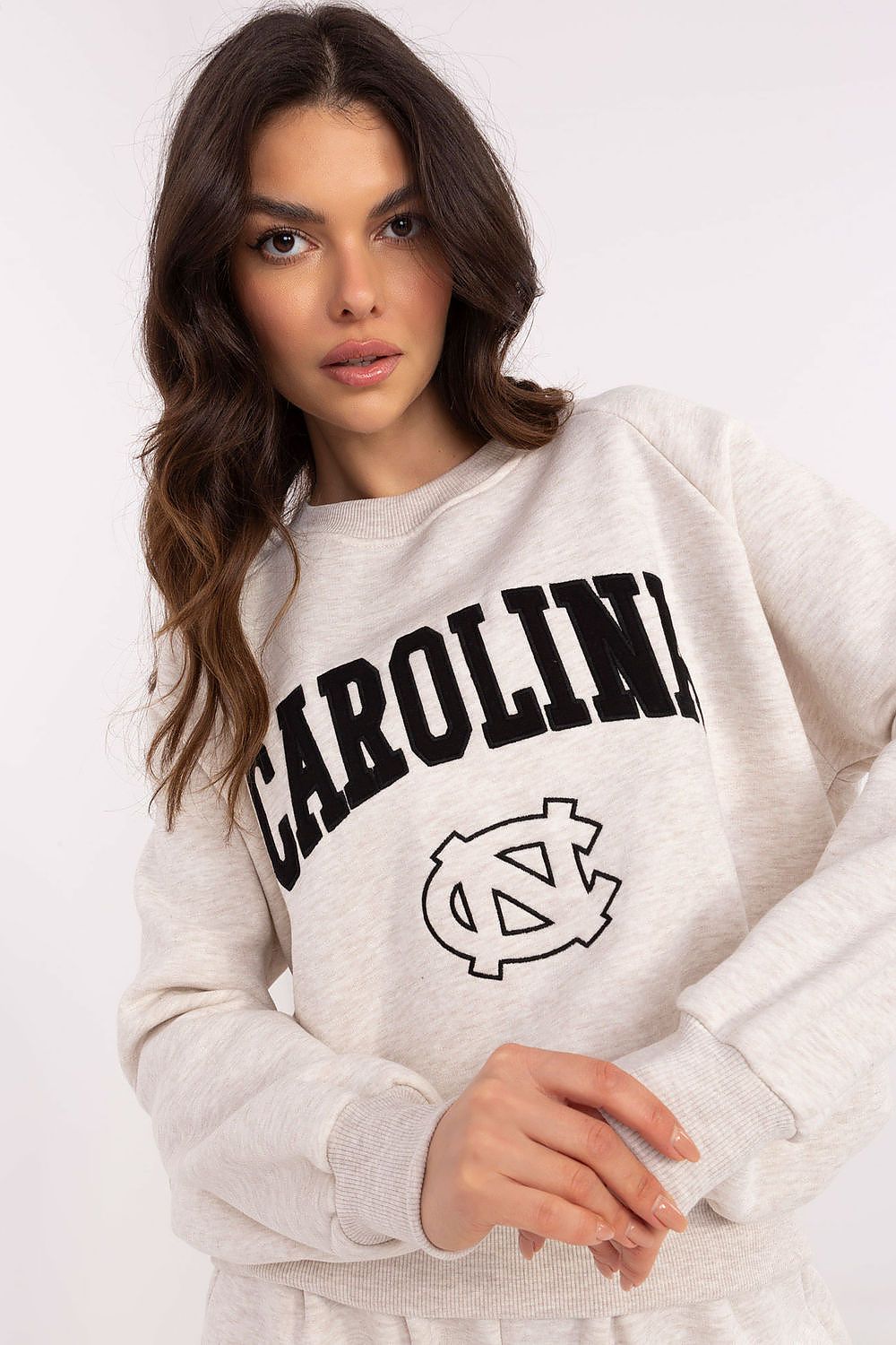 Damegenser med print - Sweatshirt FP til dame fra MS StyleHaven, størrelse one-size-fits-all, med long, bukselengde long, kjolelengde mini, kjolestil wrap; a-line