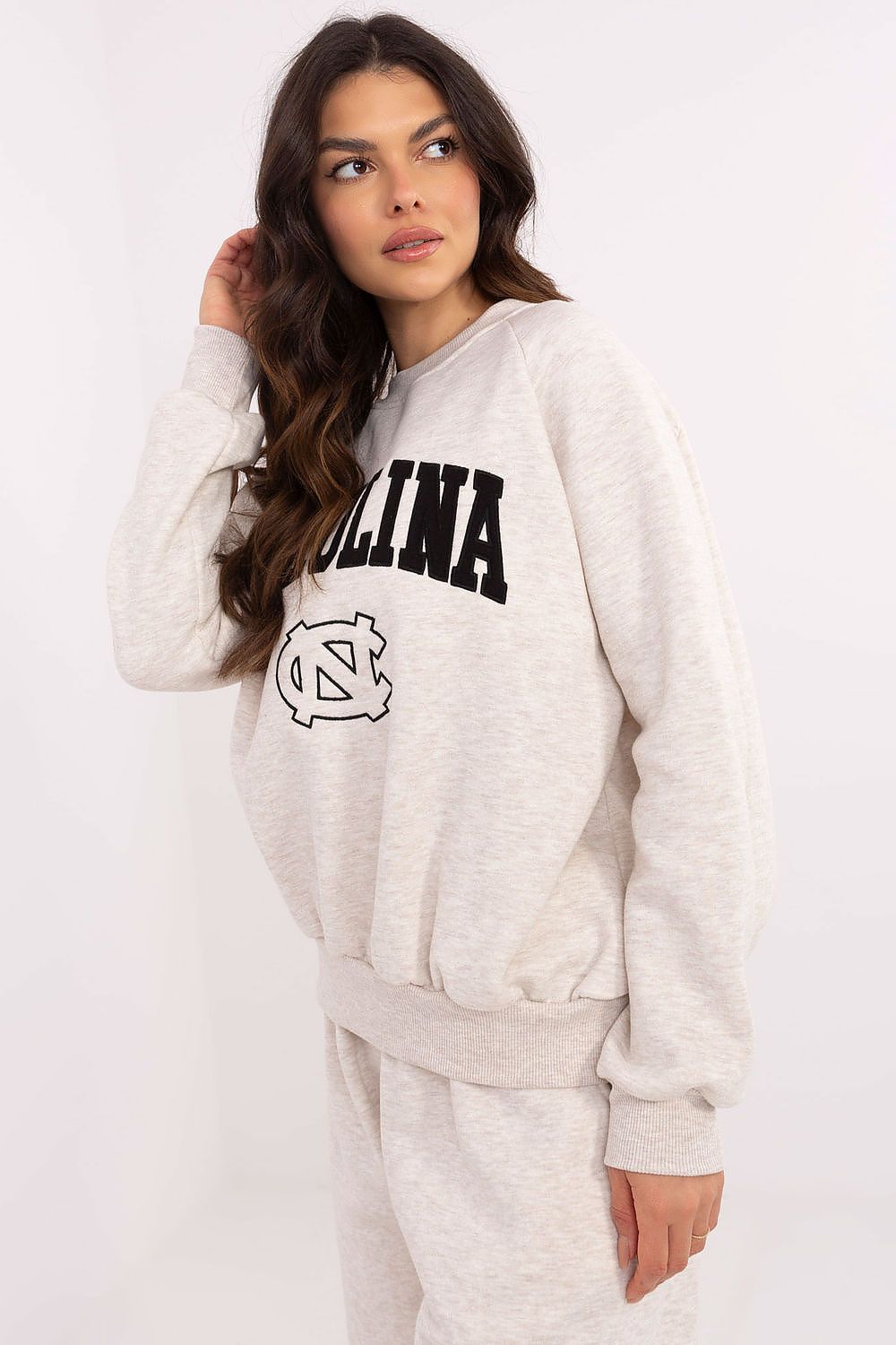 Damegenser med print - Sweatshirt FP til dame fra MS StyleHaven, størrelse one-size-fits-all, med long, bukselengde long, kjolelengde mini, kjolestil wrap; a-line