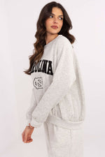 Damegenser med print - Sweatshirt FP til dame fra MS StyleHaven, størrelse one-size-fits-all, med long, bukselengde long, kjolelengde mini, kjolestil wrap; a-line