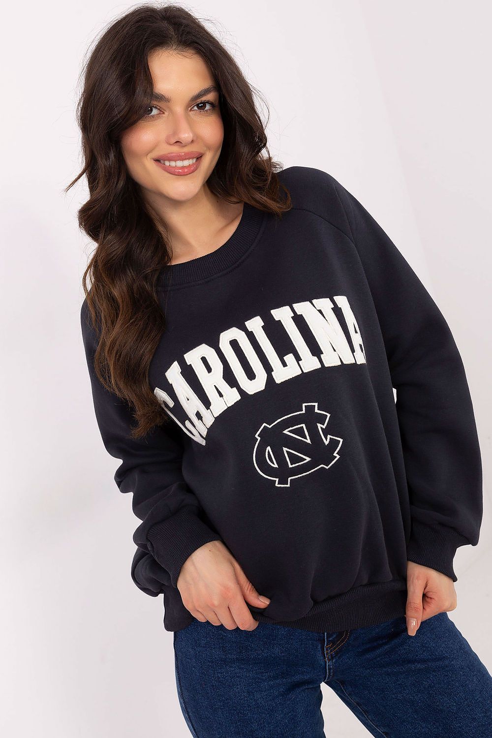 Damegenser med print - Sweatshirt FP til dame fra MS StyleHaven, størrelse one-size-fits-all, med long, bukselengde long, kjolelengde mini, kjolestil wrap; a-line