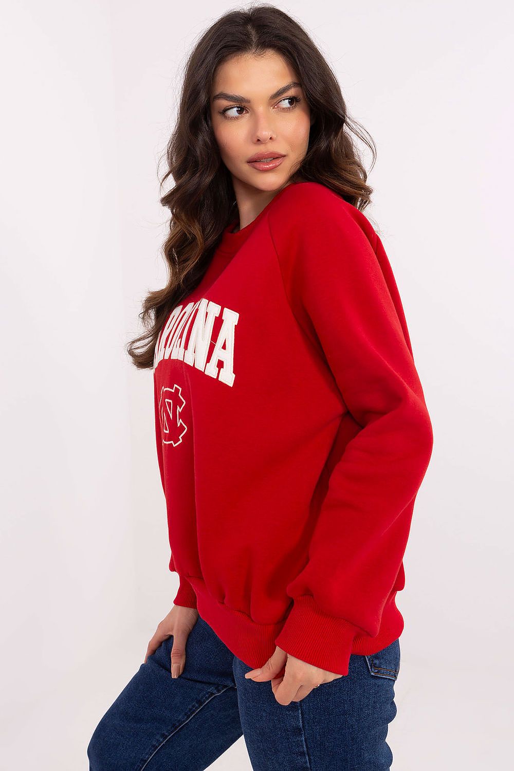 Damegenser med print - Sweatshirt FP til dame fra MS StyleHaven, størrelse one-size-fits-all, med long, bukselengde long, kjolelengde mini, kjolestil wrap; a-line