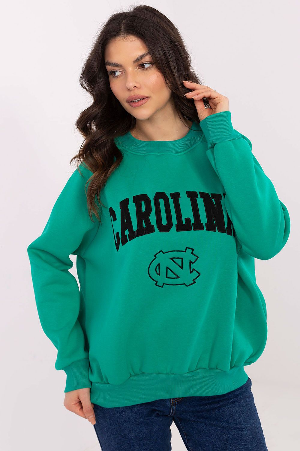 Damegenser med print - Sweatshirt FP til dame fra MS StyleHaven, størrelse one-size-fits-all, med long, bukselengde long, kjolelengde mini, kjolestil wrap; a-line