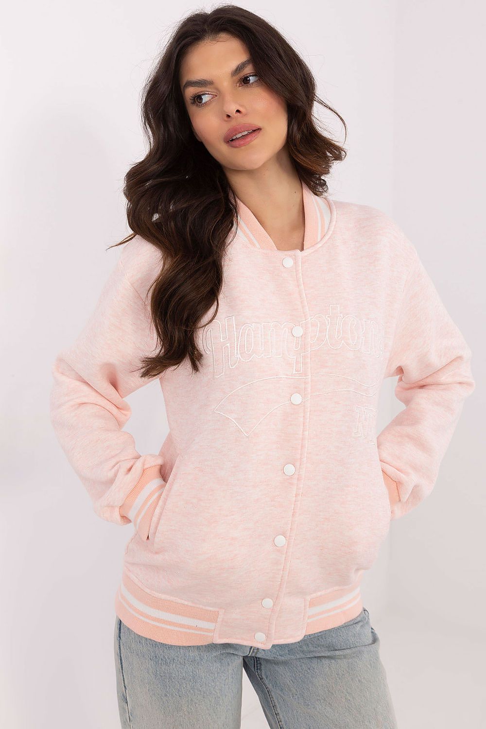 Bomberjakke dame - Sweatshirt FP til dame fra MS StyleHaven, størrelse one-size-fits-all, med long, bukselengde long, kjolelengde mini, kjolestil wrap; a-line