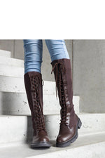 Veradi brune plattformstøvler til dame til dame fra MS StyleHaven, laget av Viskose; polyester; Polyamid, farge Brun, størrelse 38, med long ermer, perfekt til casual