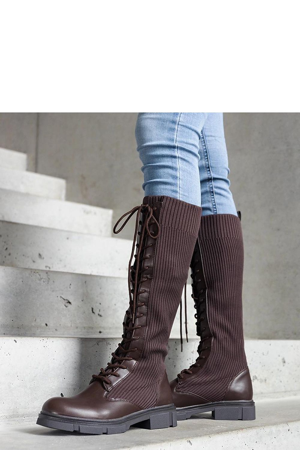 Veradi brune plattformstøvler til dame til dame fra MS StyleHaven, laget av Viskose; polyester; Polyamid, farge Brun, størrelse 39, med long ermer, perfekt til casual