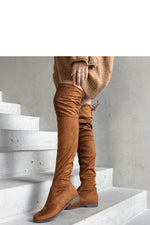 Hallora Brown lange plattformstøvler til dame fra MS StyleHaven, laget av Viskose; polyester; Polyamid, farge 37, størrelse 41, med long ermer, perfekt til dress