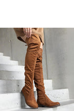 Hallora Brown lange plattformstøvler til dame fra MS StyleHaven, laget av Viskose; polyester; Polyamid, farge 38, størrelse 41, med long ermer, perfekt til dress